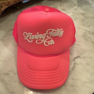 Living fully by Mallory Ervin hot pink trucker hat